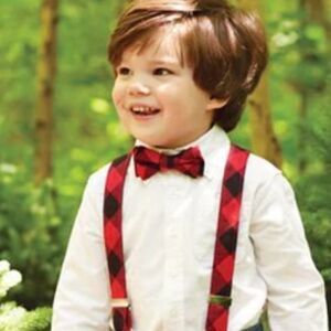 NWT Children's Place Buffalo Plaid Red & Black Bowtie Toddler Boys 2t-5t